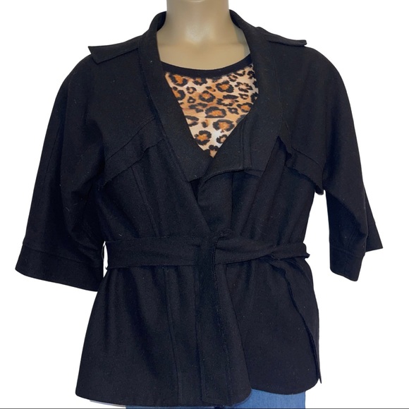 Simply Vera Vera Wang Jackets & Blazers - Very Wang black wrap coat trench coat blazer size m tab sleeve